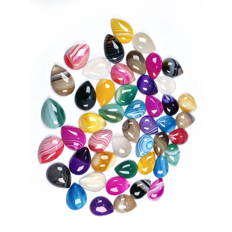 Natürliche Stein Gestreiften Achate Cabochon Keine Loch Perlen Wasser tropfen form Lose Perlen für Herstellung Von Schmuck DIY Ring zubehör