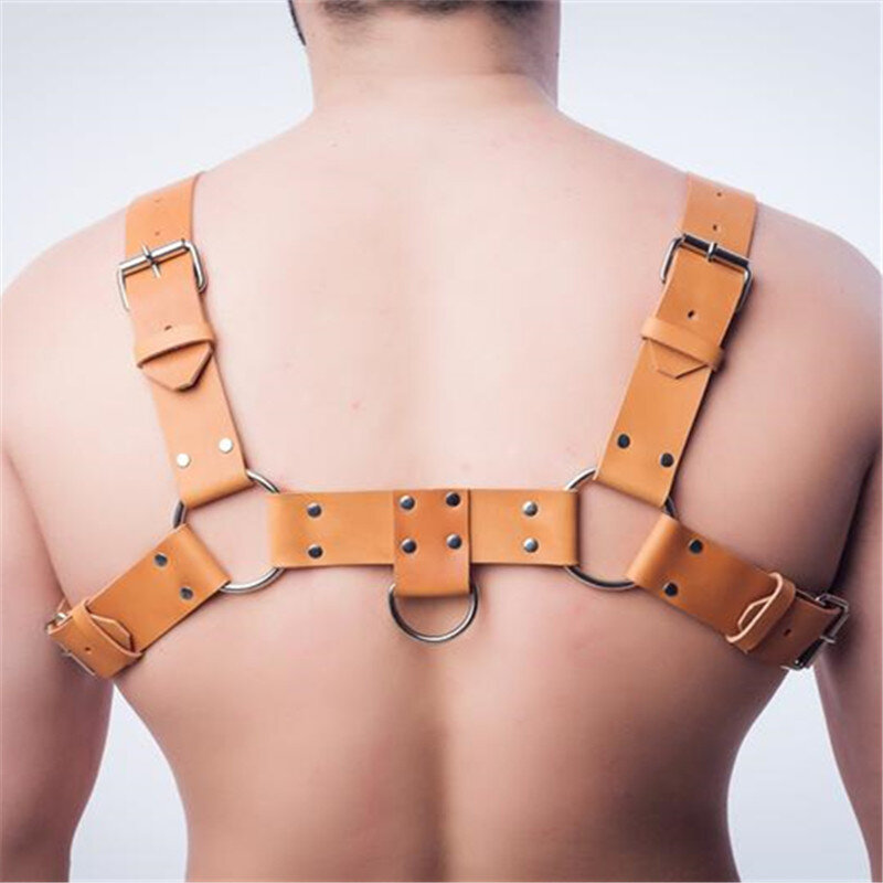 BDSM Gay Sexual Leather Harness Men Fetish Bulldog Body Bondage Cage Pink Chest Harness Belts Rave Gay Clothes Harness Lingerie