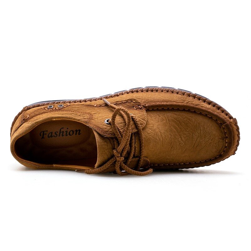 Sapatos ao ar livre masculino outono e inverno oficial artesanal sapatos de couro casual couro baixo-topo grosso-sola grande cabeça de ferramentas sapatos