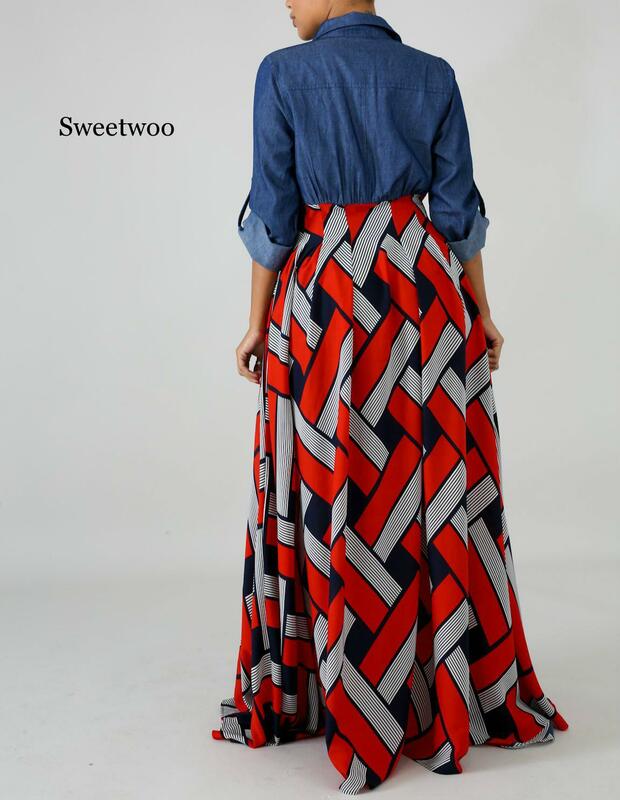 Trendy Stripe พิมพ์เสื้อแขนยาว Maxi ชุดผู้หญิงฤดูใบไม้ร่วง Robe ชุดพรรคยาว