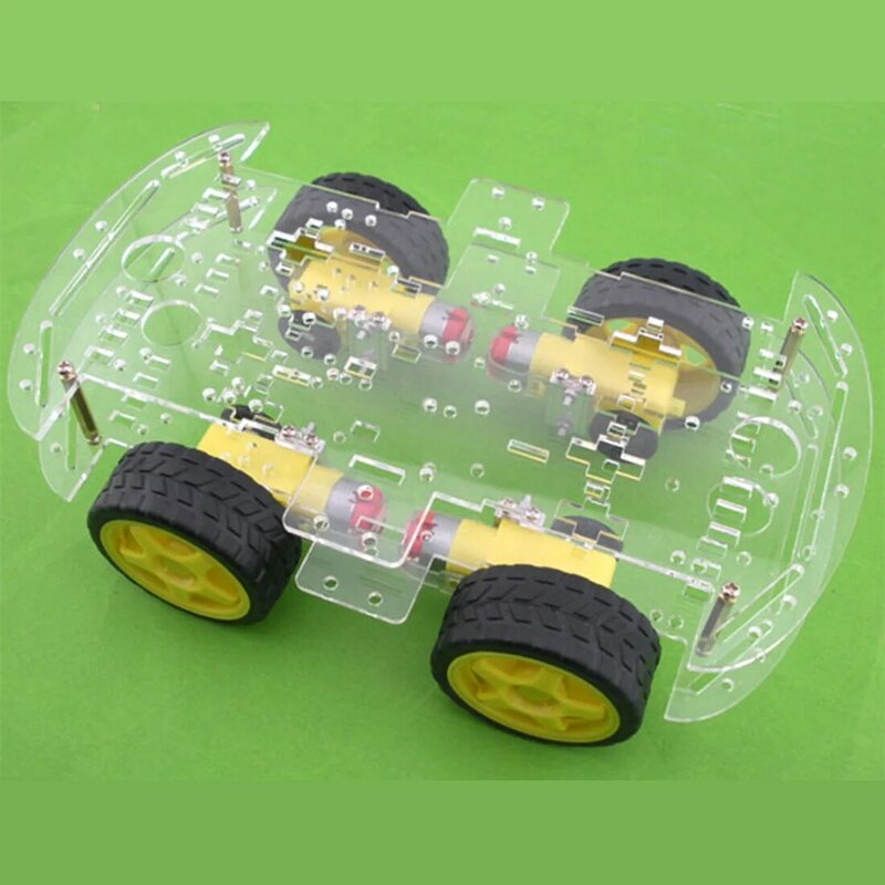 Feichao 4WDสมาร์ทหุ่นยนต์รถDouble-Layerแชสซีอะคริลิคชุด 4 ล้อรถหุ่นยนต์สำหรับการเรียนการสอนเครื่องมือสำหรับเด็ก