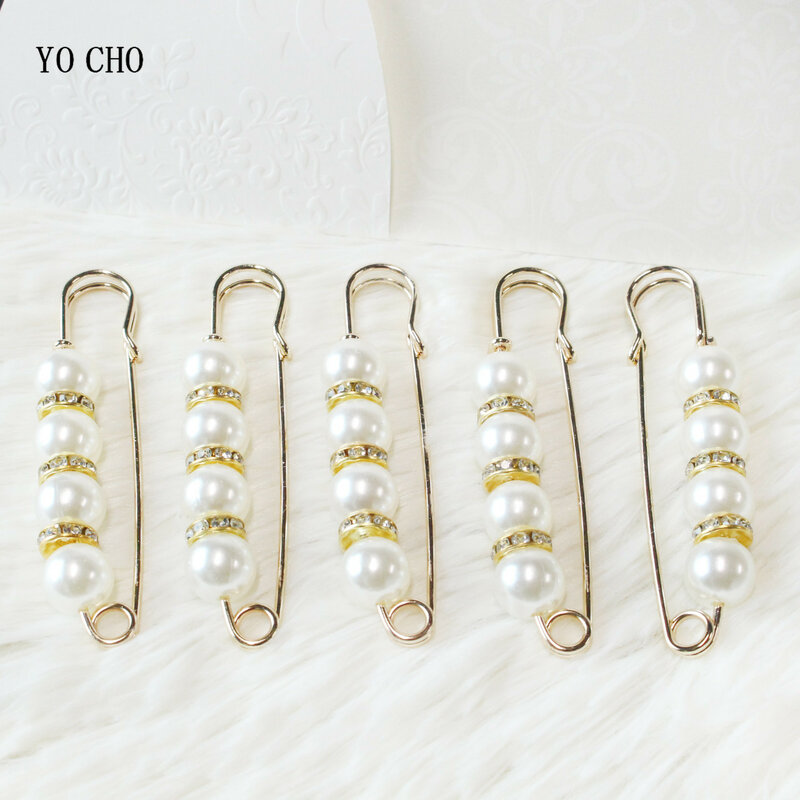 YO CHO 1Pc Pearl Brooch Metal Elegant Women Girl Charming Exquisite Collar Lapel Pin Fashion Jewelry Party Garment Accessories