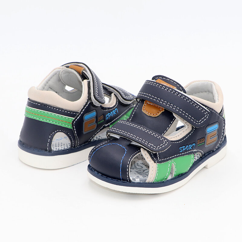 Cute Eagle Orthopedic Sandals, PU Leather Toddler Kids Shoes, Closed Toe, Baby Flat Shoes, Verão, Tamanho 22 a 27 No.A192