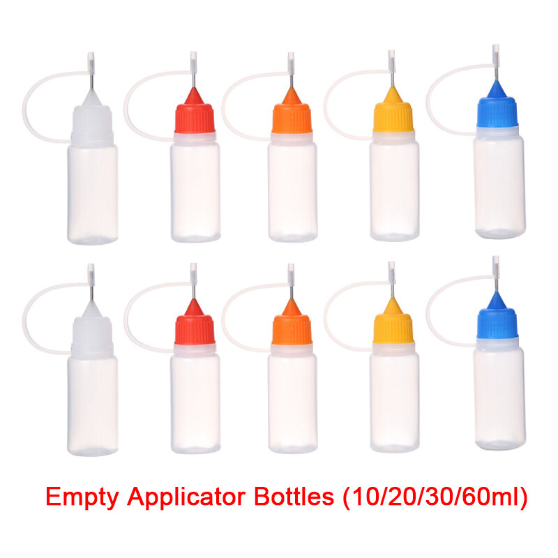 10/20/30/60ml vazio aplicador garrafas à prova de crianças tampa pintura cola olho recipiente líquido diy quilling ferramenta scrapbooking artesanato