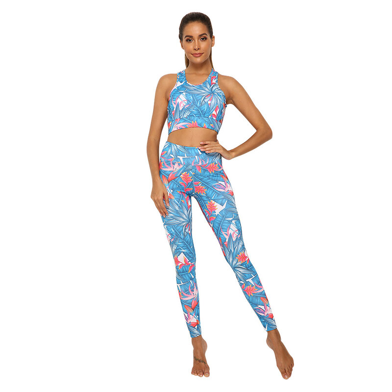 Mulheres maple leaf impresso ternos de fitness correndo leggings calças de cintura alta yoga esportes ginásio conjunto verão