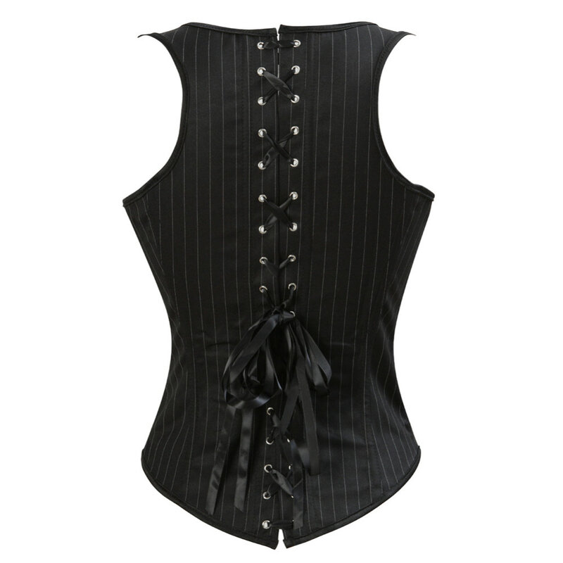 Sexy Black Striped Underbust Corsets For Women Waist Cincher Body Shaper Bustier Vest Tops Plus Size S-6XL