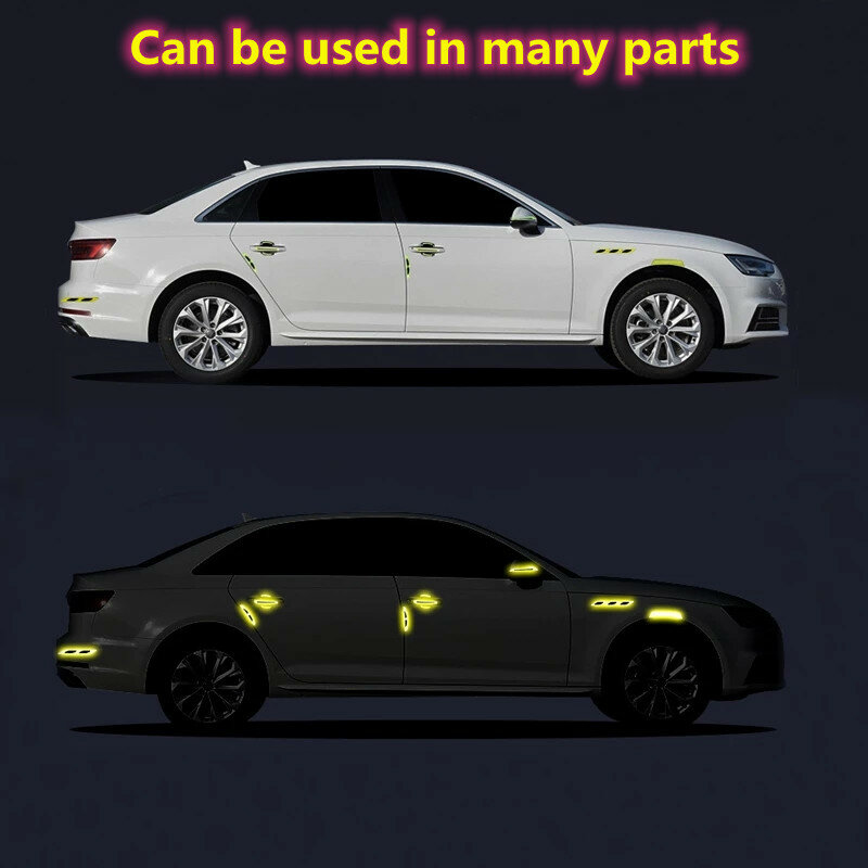Tiras reflexivas de fibra de carbono para carro, adesivo para caminhão, auto, motor, anti-risco, aviso de segurança, 6 pcs/set