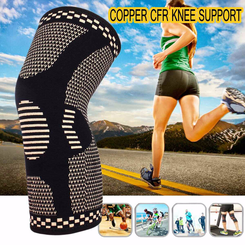 1Psc Band Koper Nylon Beschermende Kniebrace Ondersteuning Compressie Mouw Knie Pad Wrap Volleybal Kneepad Voor Artritis Running