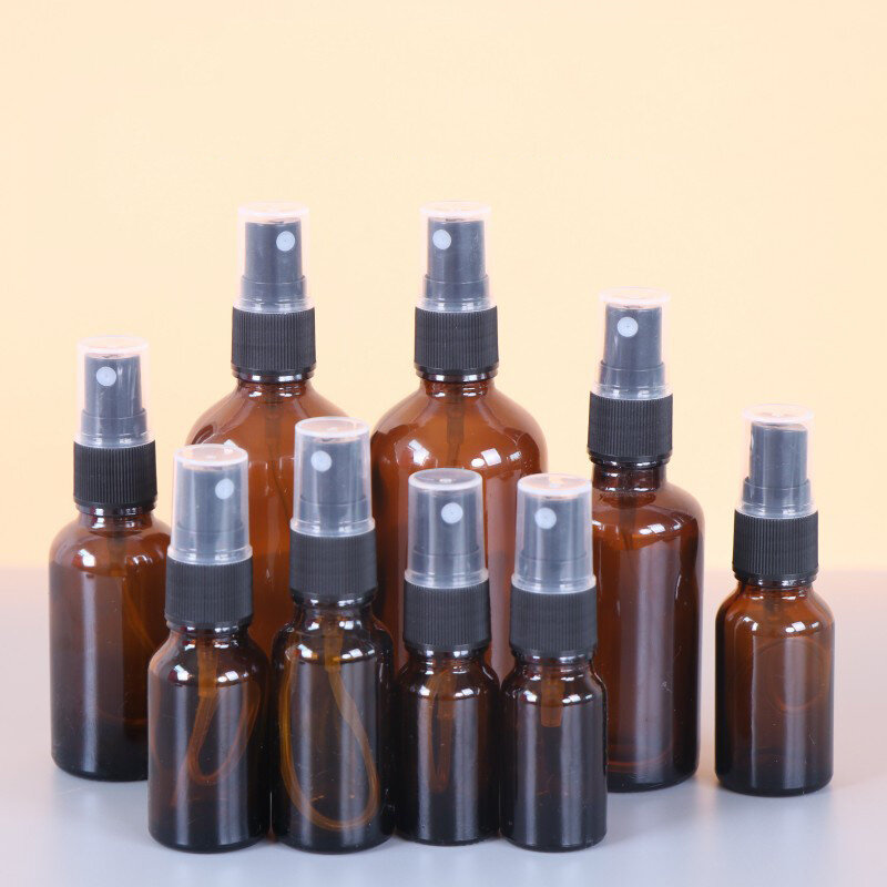 5-100ML Botol Semprot Kaca Amber Botol Semprot Kabut Minyak Esensial Mini Portabel Botol Parfum Isi Ulang Perjalanan