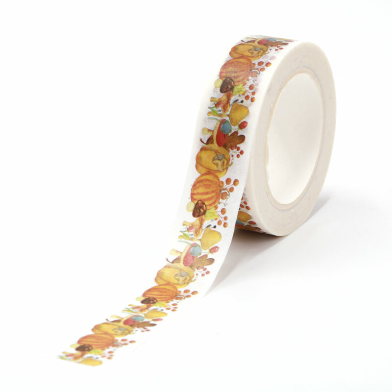 1PC 15Mm * 10M Thanksgiving Labu Kuning Kacang Jamur Cherry Washi Tape Dekoratif Tape Scrapbooking Alat Tulis Masking tape