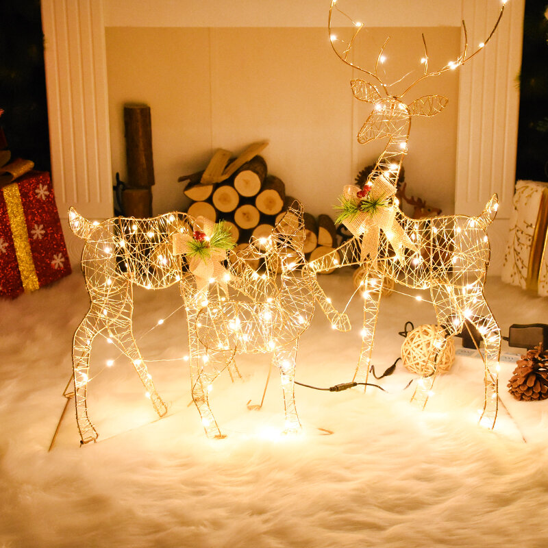 أفضل زينة عيد الميلاد لطيف الغزلان الصغير مع أضواء عيد الميلاد والسنة الجديدة المنزلية جو زينة عيد الميلاد البيت