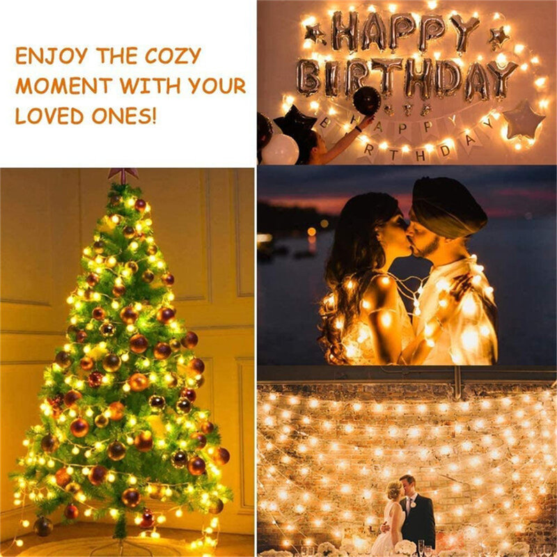 إكليل ضوء سلسلة كروية ليد ، مصباح عيد الميلاد ، أضواء خرافية ، أضواء ديكورية للمنزل ، ديكور حفل زفاف ، 5 م ، 10 م ، 20 م ، 30 م ، 50 م