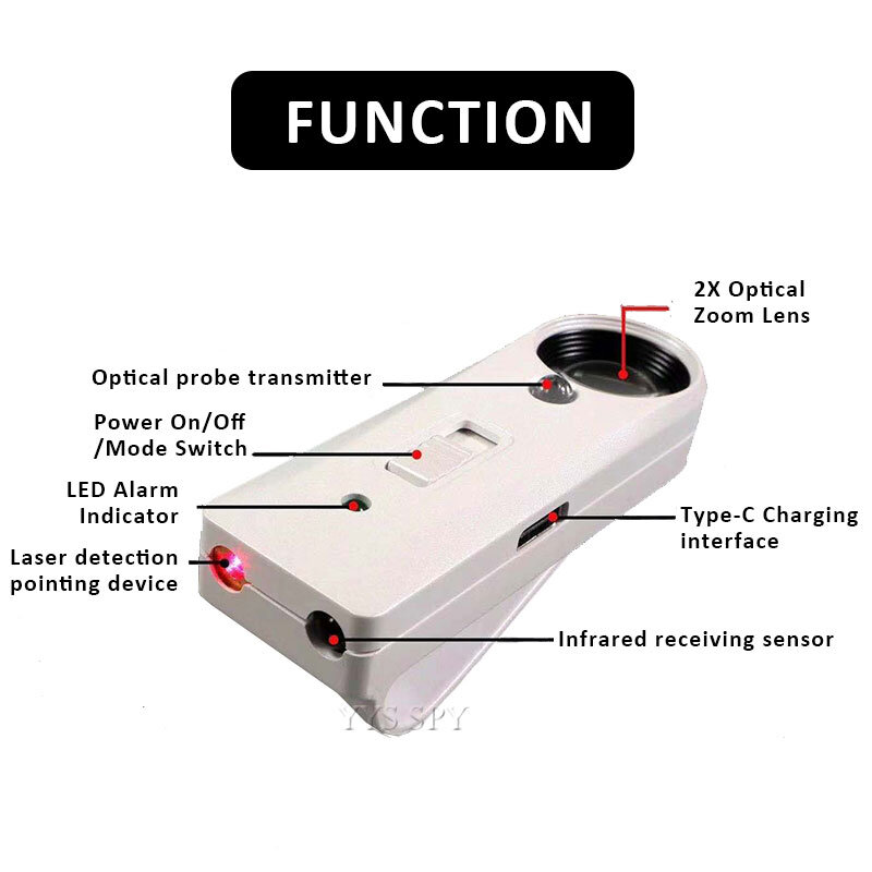 New Mini Anti Spy Hidden Camera Detector RF Signal Laser Infrared Detect Optical Lens Wiretapping Wireless Cam Bug Gadget Finder