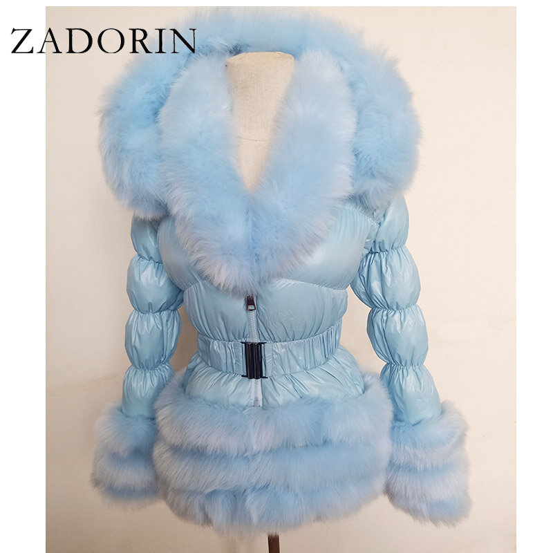 Зимнее пальто ZADORIN, женское Новое модное пальто из искусственного меха, пальто со съемным рукавом и капюшоном из утиного пуха, черная пуховая куртка с капюшоном, верхняя одежда