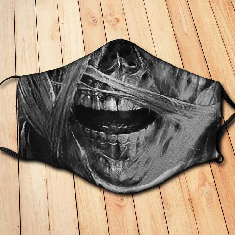 Masker Wajah kain masker tengkorak 3D masker pesta Halloween cetak uniseks dewasa ukuran anak permainan peran menyenangkan masker 01