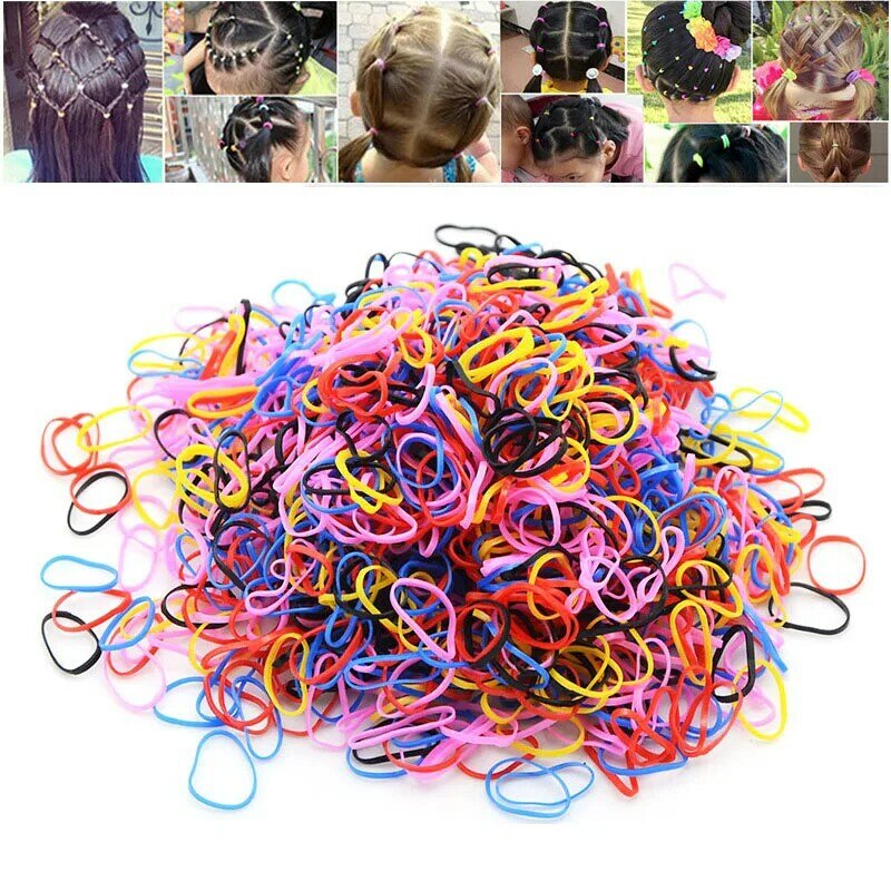200/1000Pcs Hair Ring Rubber Ropes Hair Accessories Disposable Elastic Hair Bands Ponytail Holder Rubber Band Scrunchies