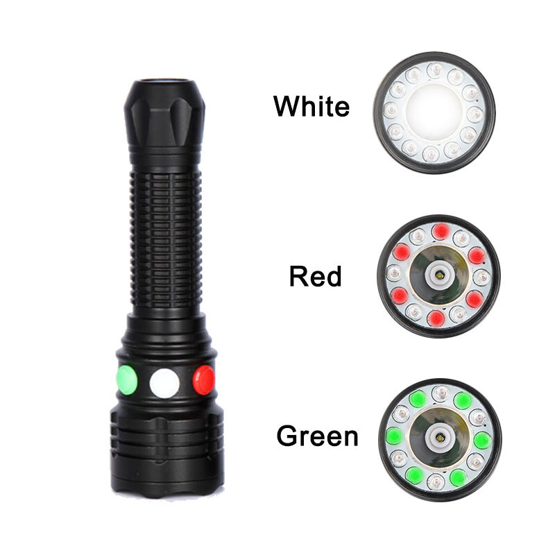 Railway Signal Flashlight Multifunctional Rechargeable Torch Light With Magnet Base Aluminum Hard 3 Color Light Torch