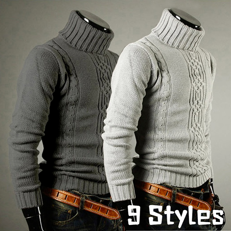 Sweater Turtleneck Kualitas Tinggi Pria Musim Dingin Sweater Tebal Pullover Kasual