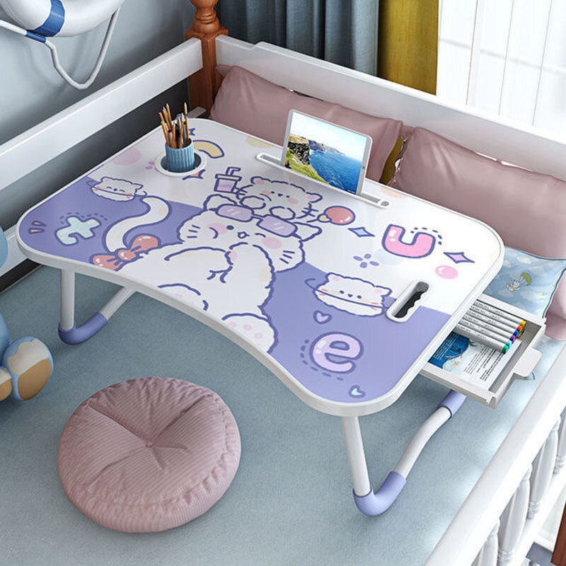 Łóżko biurko na laptopa sypialnia siedzi akademik biurko szkolne proste składane leniwy mały stół biurko dla dzieci stół biurko dziecięce