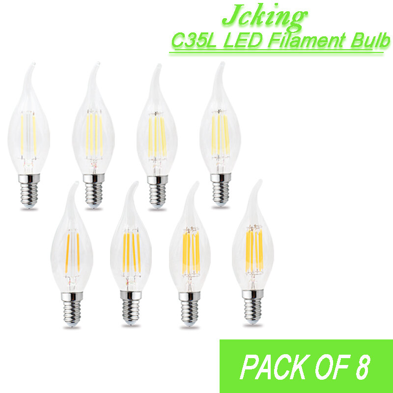 JCKing – ampoules LED Vintage à Filament pour lustre, rétro, éclairage à intensité réglable, 110/220V, E14E12, lot de 8