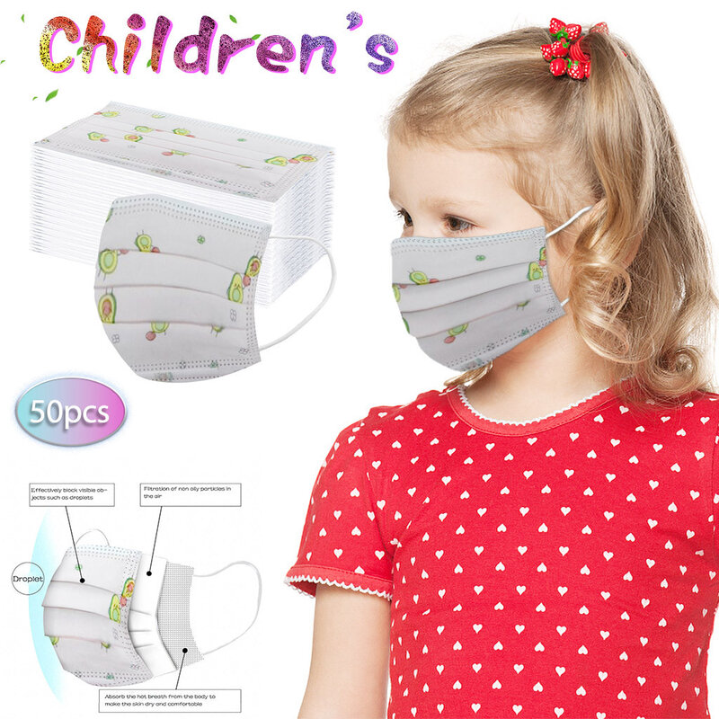 Children's Butterfly Faceshield Disposable Kid Mouth Cover Scarf Industrial 3Ply-Ear-Loop 50/100PCS Faceshield Máscara facial