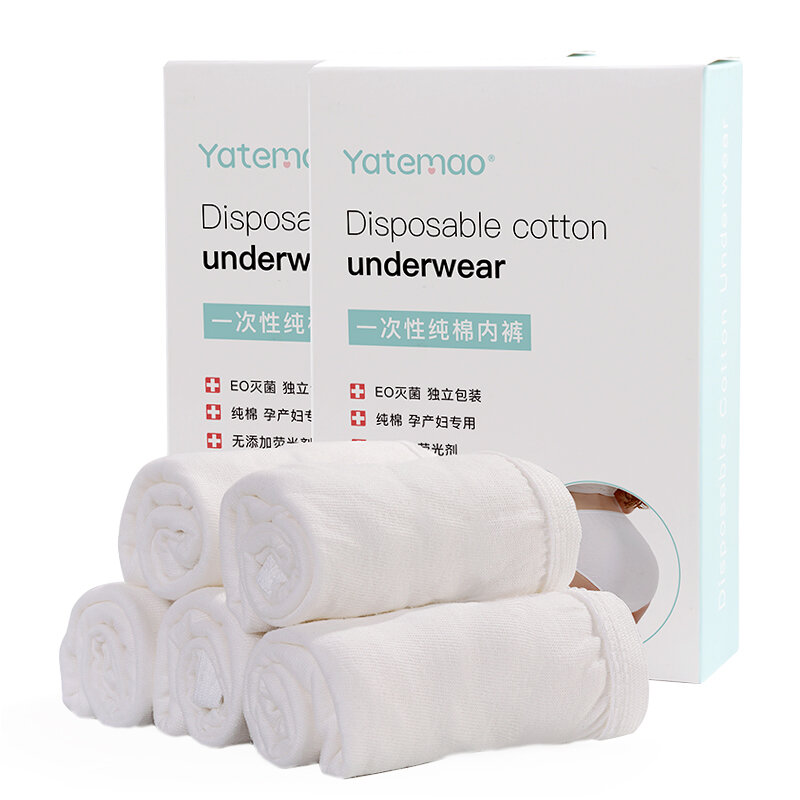 YATEMAO-calzoncillos desechables esterilizados, ropa interior de maternidad de algodón, postparto, bragas de viaje, gran oferta, 5 uds.