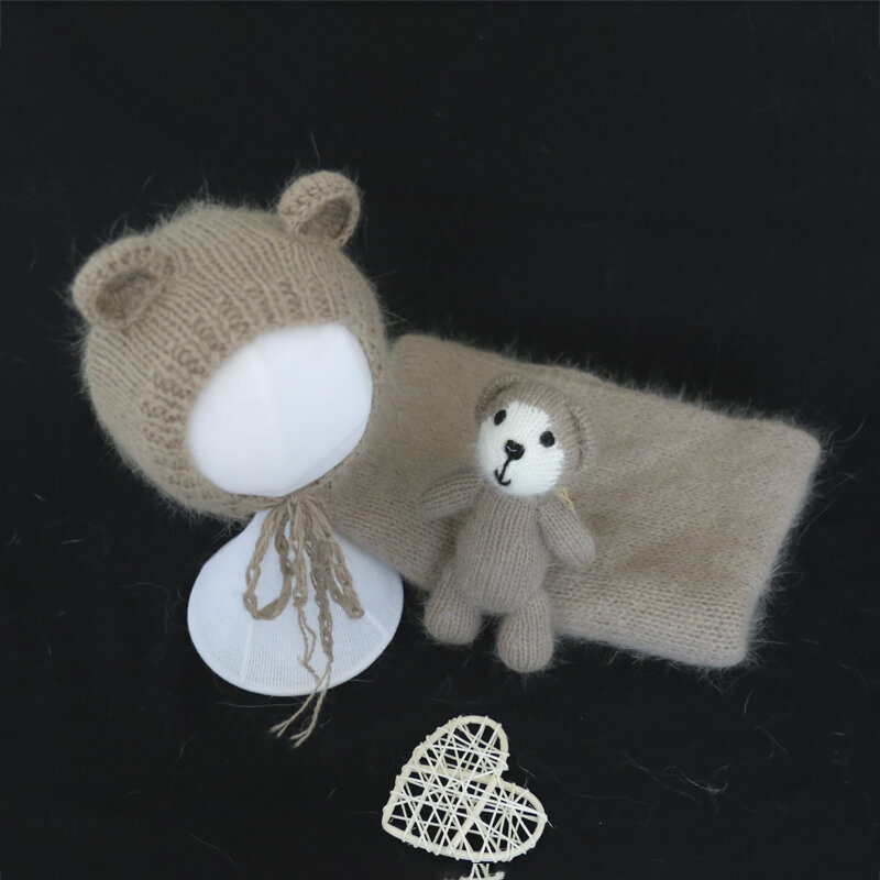 Brinquedo infantil de urso de pelúcia, brinquedo para recém-nascidos, urso de pelúcia feito à mão e macio