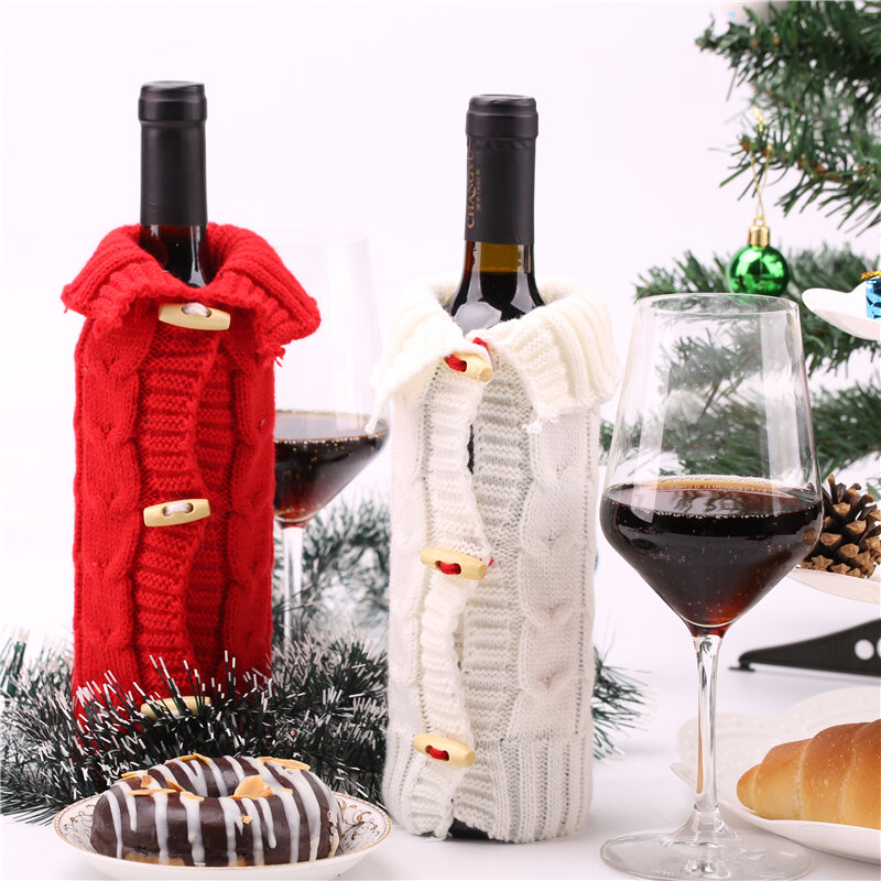 2020 kryty dekoracje na boże narodzenie obiad boże narodzenie strój wina butelka wina Ornament prezent na boże narodzenie