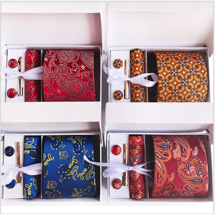 ¡Novedad de 2019! caja de regalo de 6 piezas de corbata ejecutiva de poliéster para hombre, caja de regalo exquisita de ambiente de alta gama