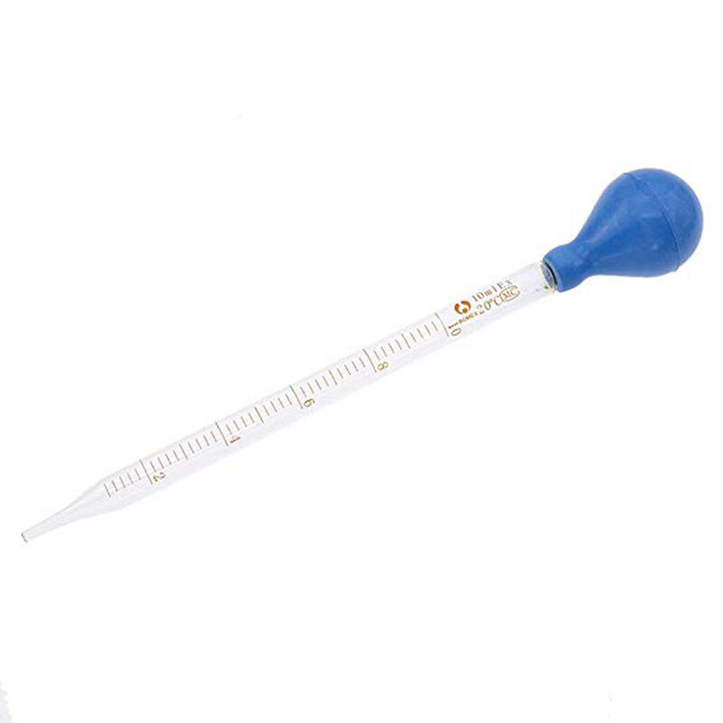 Timbangan kaca, 5ml/10ml skala kaca penetes Lab penitis pengukur tetes karet biru kepala Pipet mengukur