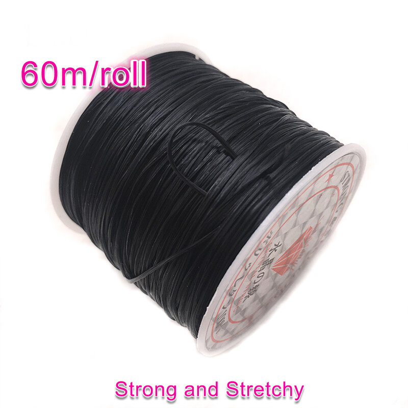 60M/Rol Kabel Tali Kristal Elastik Fleksibel Warna-warni untuk Perpanjangan Rambut Membuat Gelang Manik-manik Kawat Buatan Tangan DIY