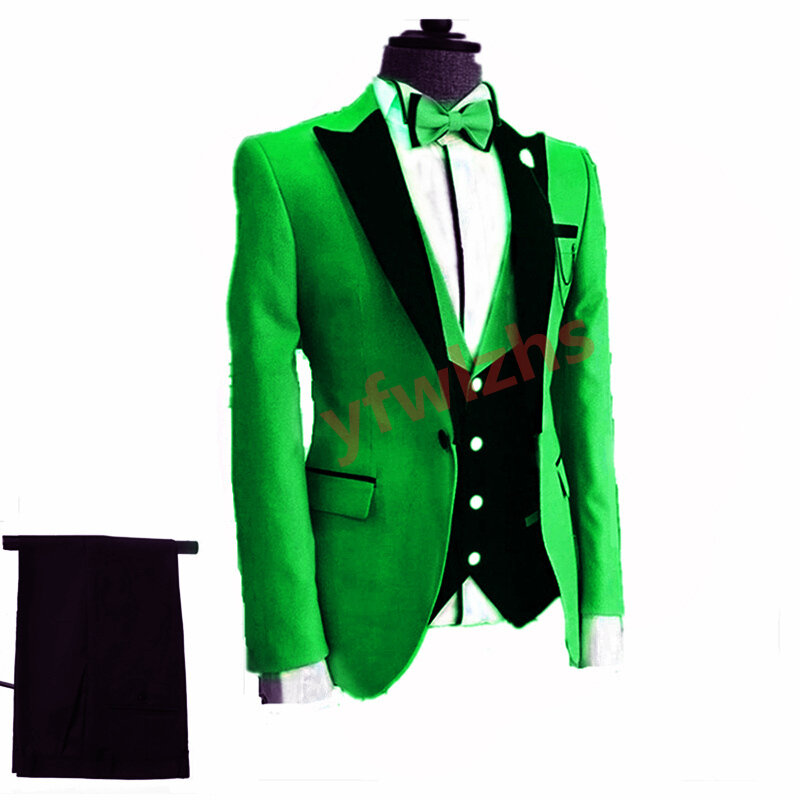 Handsome One Button Groomsmen Peak Lapel Groom Tuxedos Men Suits Wedding/Prom Best Blazer ( Jacket+Pants+Vest+Tie) B323