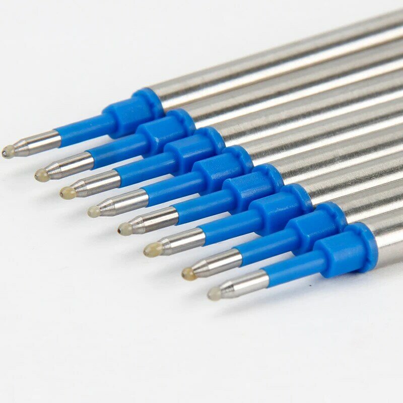 Recharges en métal, 5 pièces, encre bleue et noire pour stylos à bille, stylo à Gel de remplacement