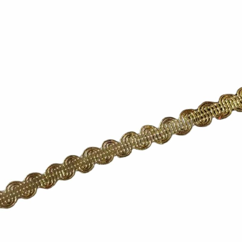 1 jardów złota aplikacja koronkowa na tkaninę ubrania koronka wysokiej jakości wykończenia srebrną wstążką gipiury frędzle do zasłon ozdoby odzież LT31