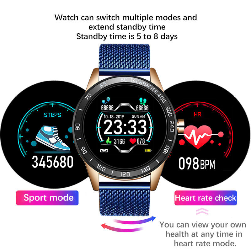 Смарт-часы LIGE для фитнеса, водонепроницаемые Смарт-часы для здоровья, пульсометр, измеритель артериального давления, шагомер для Android, ios, сп...