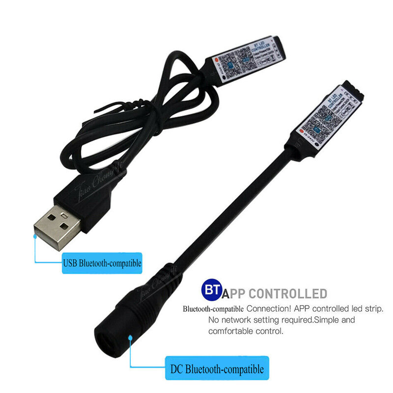 Mini controlador RGB compatible con Bluetooth, controlador de tira de luz LED de música para cinta de luces RGB, Control por aplicación inteligente, DC 5V, 12V, 24V