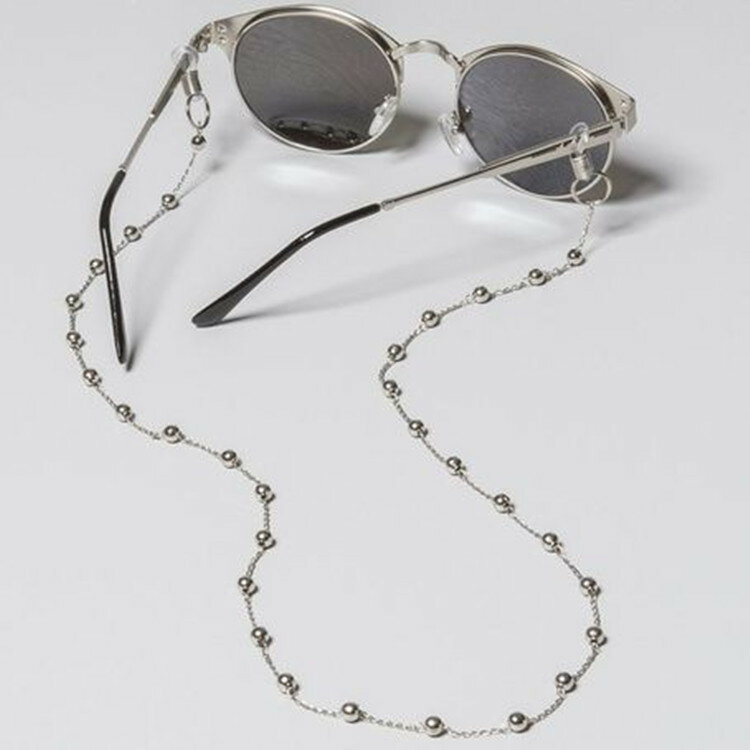 스팀펑크 철제 공 체인 긴 목걸이 및 안경, 패션 넥 스트랩 금속 안경, 여성 보석 장식 액세서리