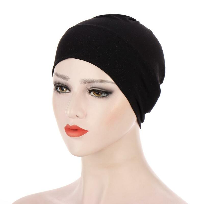 Elastyczna damska gładka wewnętrzny hidżab czapka islamska damska opaska Turban pod chustą czapka Musulman Femme pod chustami czapki