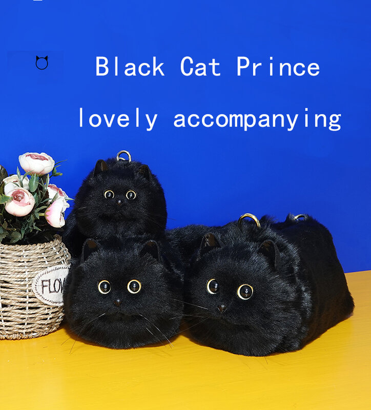 Mini bolso de lujo de alta calidad para mujer, bolso de cuero con diseño de gato negro, bandolera a la moda, 2023