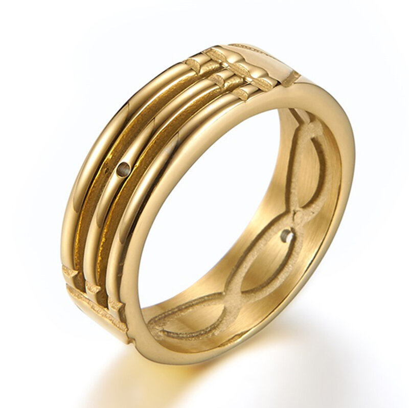 Anéis moderno de aço inoxidável para homens e mulheres, anel de casamento, noivado e joia de quatro anéis com tendências