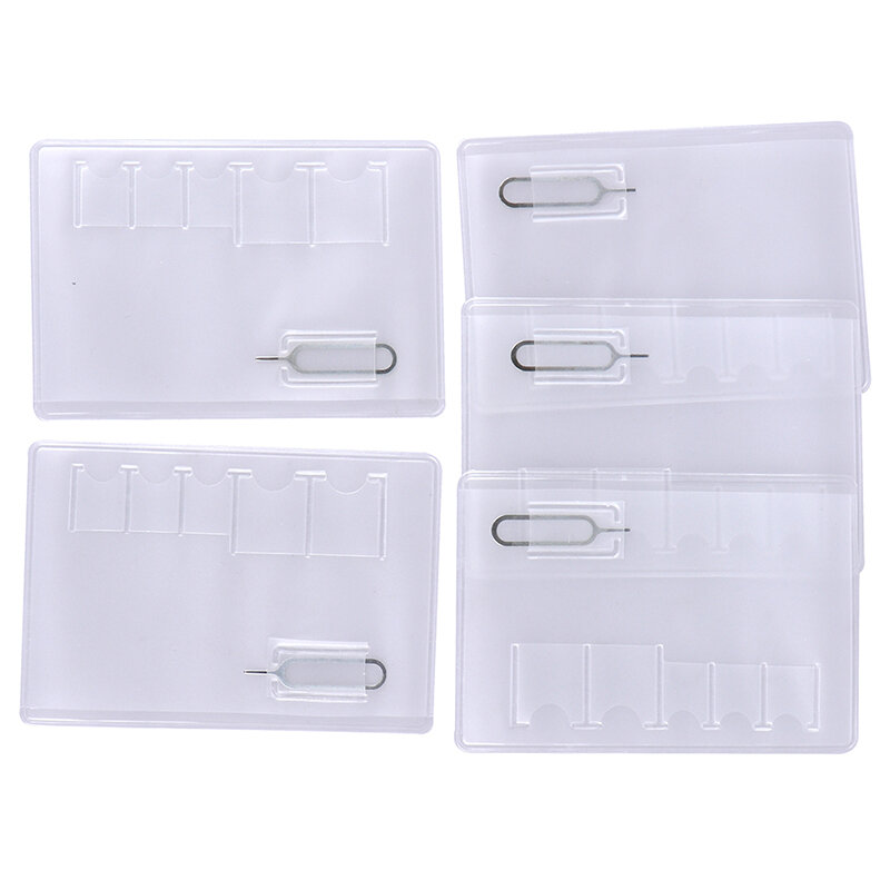 5 Pcs  6 Sim Card Storage Case Box Bag Easy Carry Clear Protector Portable For Sim Memory Card Transparency Universal