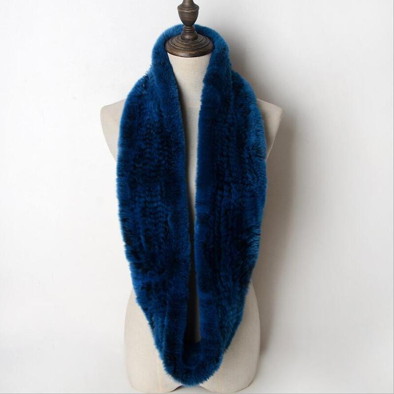 Solid Color Real Rex Rabbit Fur Pashminas For Women Winter Warm Scarf Shawl Wraps Female Stole Fur Scarves