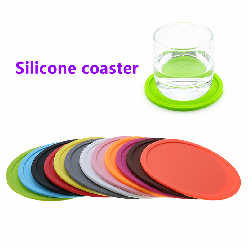 Dunia silikon 10/9cm alas meja warna permen coaster bulat coaster tahan air non-slip isolasi tatakan teh coaster bar