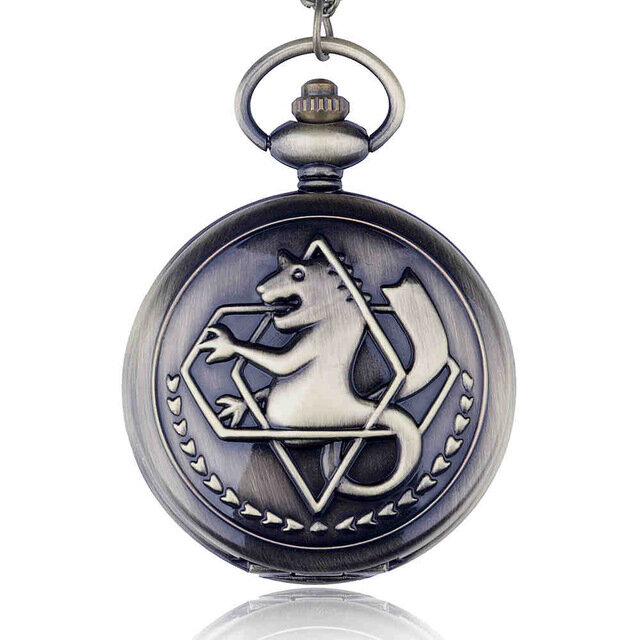 Alta qualità FullMetal Alchemist Edward Elric Cosplay orologio da tasca smalto opaco collana da uomo Penadnt catena Fob