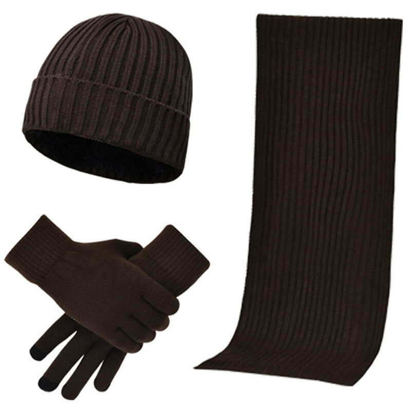 XPeople czapki i rękawice szalik chłopcy zestaw miękkie podszyty polarem ciepłe zimowe mężczyźni 3 sztuk z dzianiny zestaw czapka z dzianiny