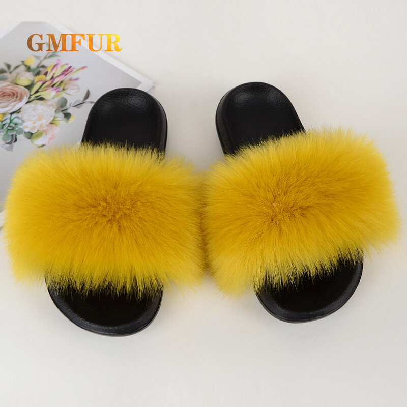 Faux Fur Slippers Ladies Summer Home Platform Non-slip Indoor Outdoor One-word Shoes Soft And Comfortable Sandals Women