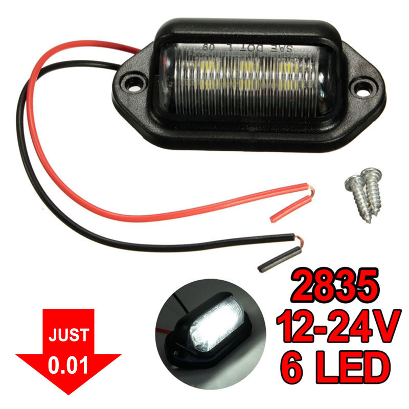 6LEDs Number Plate Light License Plate Light Lamp Bulbs for Boats Motorcycle Automotive Aircraft RV Truck Trailer 12V 24V
