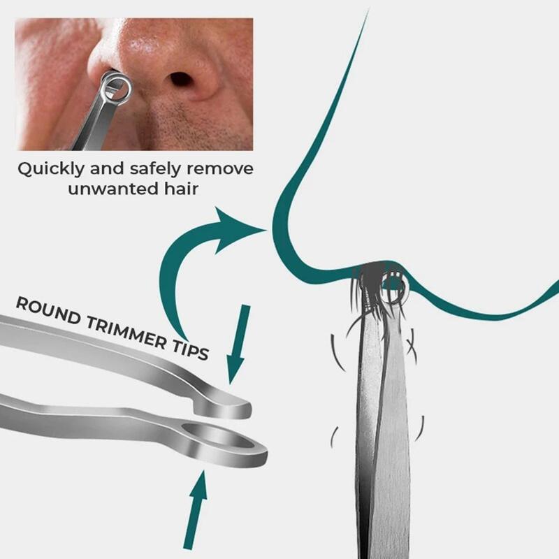 Pinzette per tagliare i peli del naso pinzette per rifinire il naso punta tonda perfetta rimozione dei peli del naso in acciaio rifinitura pinzette per la depilazione del naso