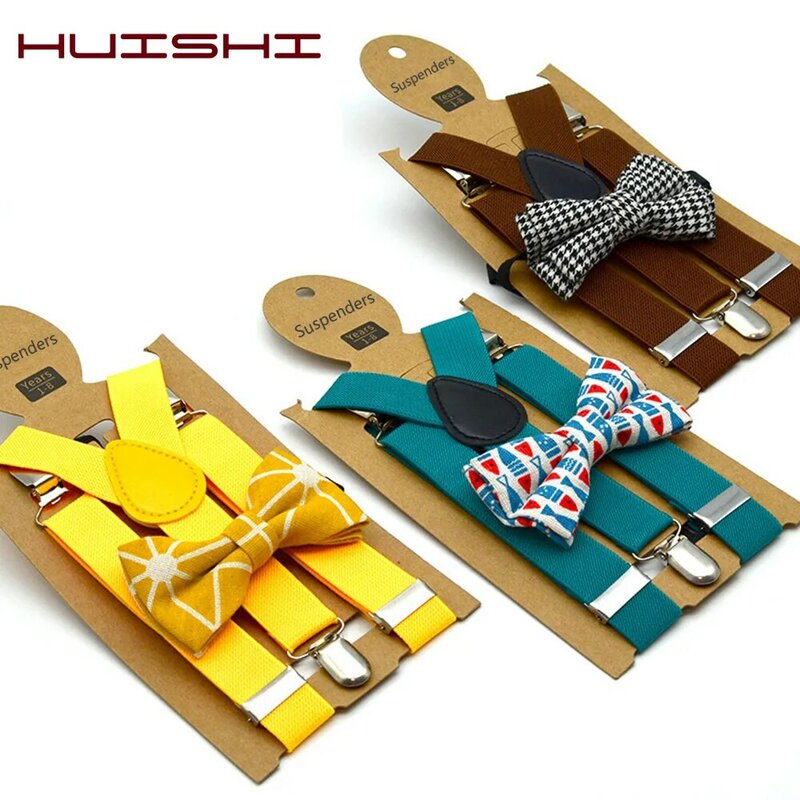 HUISHI/Детские подтяжки для мальчиков и девочек; Детский Рождественский галстук-бабочка; Цвет красный, синий; Свадебный костюм с подтяжками; Регулируемые черные подтяжки