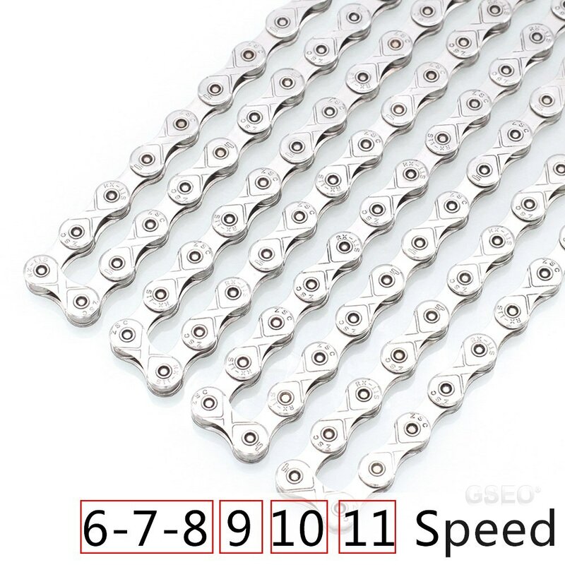 Mountain Bike Chain 6 7 8 9 10 11 Speed Mountain Bike Electroplated Silver Chain 24/27/30 Variable Speed Bicycle Accessories